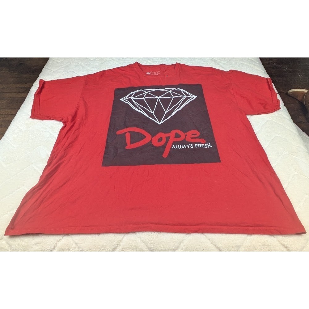 2 Monkeys Dope Always Fresh Diamond Graphic T-Shirt Red Mens 3XL Streetwear Tee